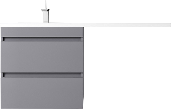Тумба с раковиной Style Line Даллас Леон 120 L Люкс Plus подвесная, серая матовая, для стиральной машины