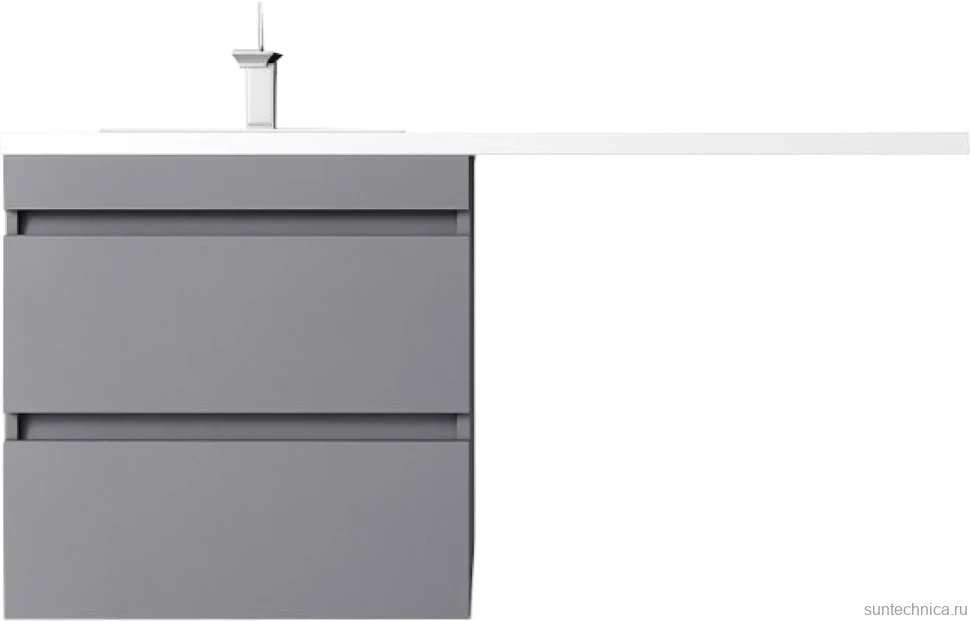 Тумба с раковиной Style Line Даллас Леон 120 L Люкс Plus подвесная, серая матовая, для стиральной машины