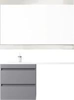 Тумба с раковиной Style Line Даллас Леон 120 L Люкс Plus подвесная, серая матовая, для стиральной машины