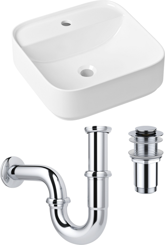Комплект Накладная раковина Lavinia Boho Bathroom Sink Slim 33311007 + Донный клапан Wellsee Drainage System 182134000 хром + Сифон 182102000 хром