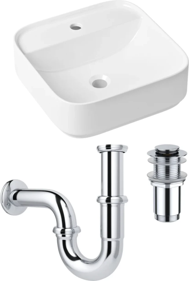 Комплект Накладная раковина Lavinia Boho Bathroom Sink Slim 33311007 + Донный клапан Wellsee Drainage System 182134000 хром + Сифон 182102000 хром