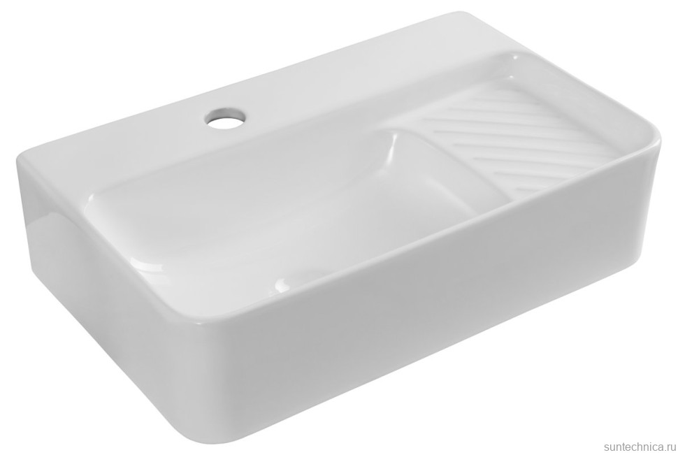 Накладная раковина Aquanet Comfort 326028 50 глянцевая белая, прямоугольная, искусственный камень, со столешницей, с 1 отверстием под смеситель