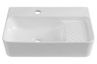 Накладная раковина Aquanet Comfort 326028 50 глянцевая белая, прямоугольная, искусственный камень, со столешницей, с 1 отверстием под смеситель