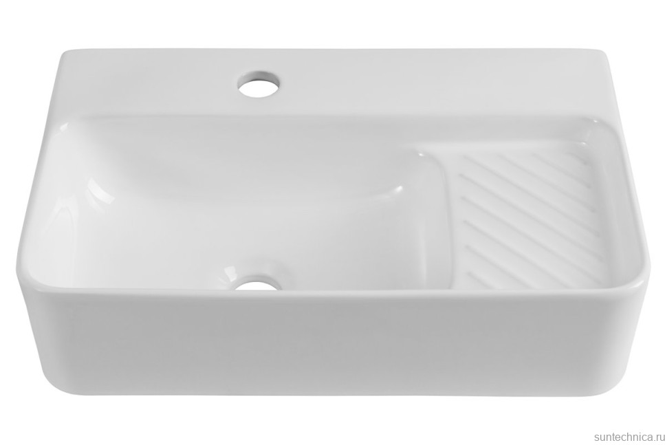 Накладная раковина Aquanet Comfort 326028 50 глянцевая белая, прямоугольная, искусственный камень, со столешницей, с 1 отверстием под смеситель