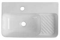 Накладная раковина Aquanet Comfort 326028 50 глянцевая белая, прямоугольная, искусственный камень, со столешницей, с 1 отверстием под смеситель