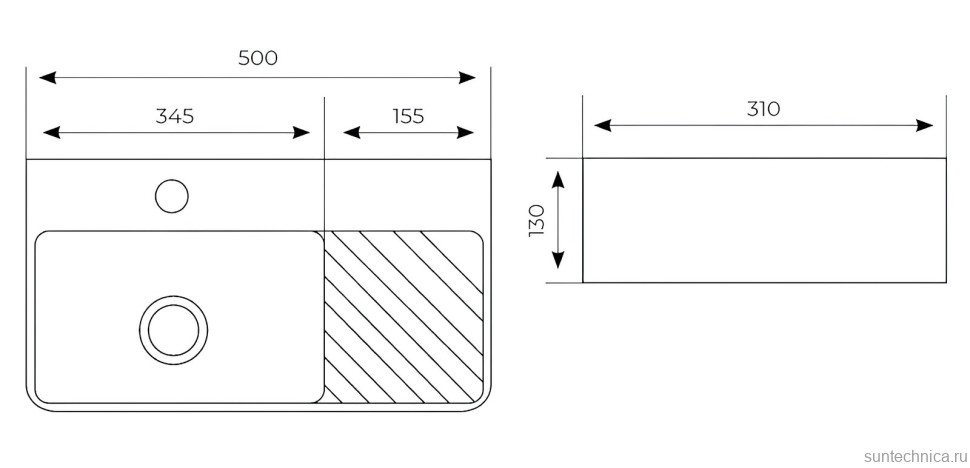 Накладная раковина Aquanet Comfort 326028 50 глянцевая белая, прямоугольная, искусственный камень, со столешницей, с 1 отверстием под смеситель