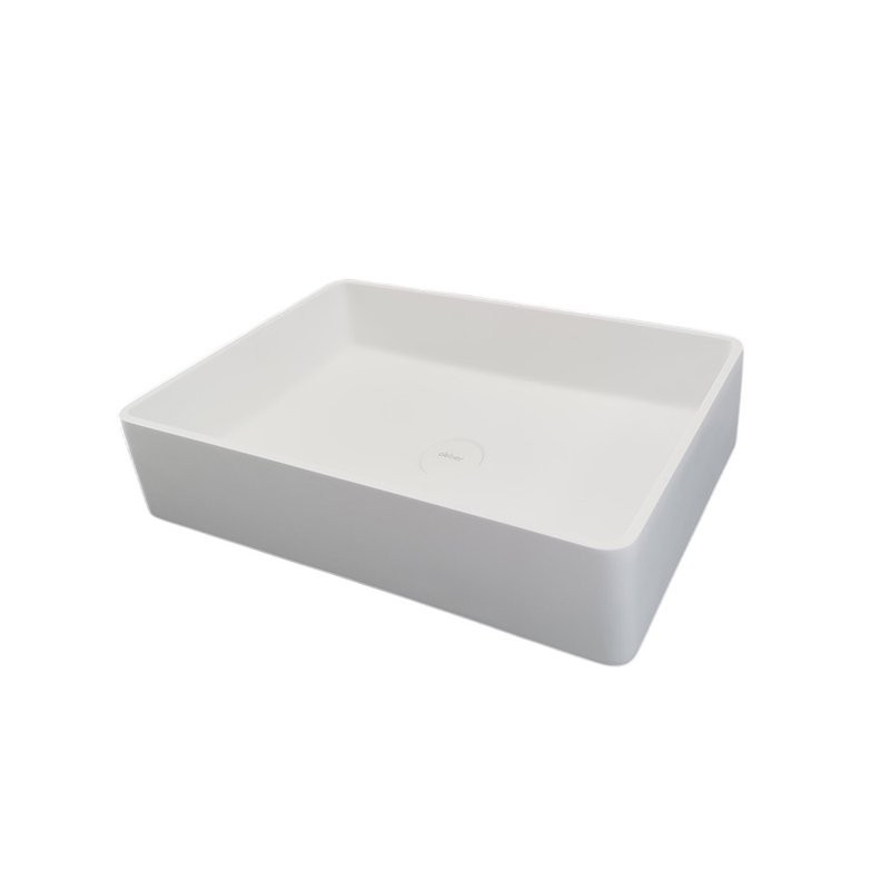 Накладная раковина Abber Stein AS2634 55 матовая белая, прямоугольная, искусственный камень