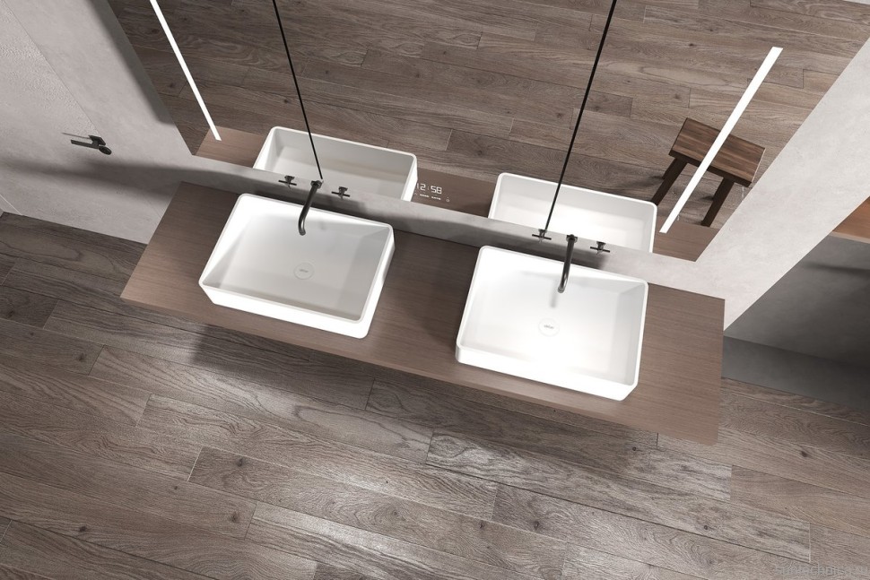 Накладная раковина Abber Stein AS2634 55 матовая белая, прямоугольная, искусственный камень