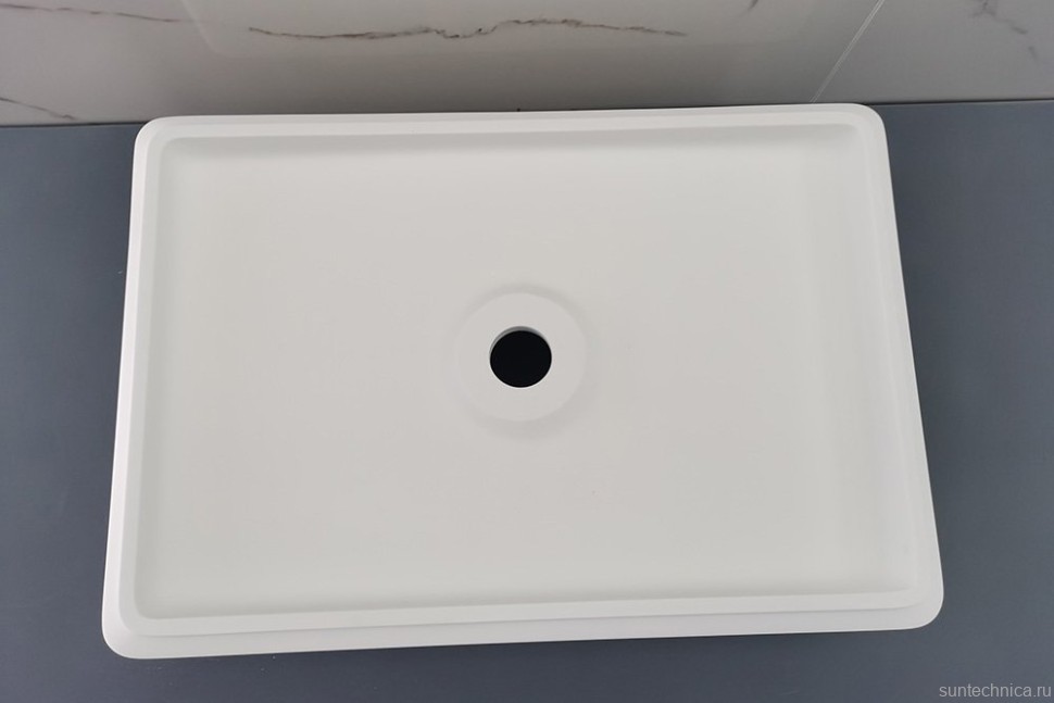 Накладная раковина Abber Stein AS2634 55 матовая белая, прямоугольная, искусственный камень