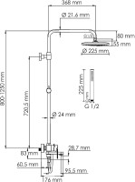 Душевая стойка Wasserkraft Elbe 7400 A174.077.217.CB черная