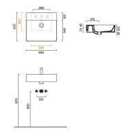 Раковина подвесная Catalano Premium 0220500001 50х47 глянцевая белая, прямоугольная