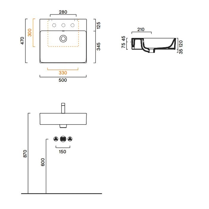 Раковина подвесная Catalano Premium 0220500001 50х47 глянцевая белая, прямоугольная