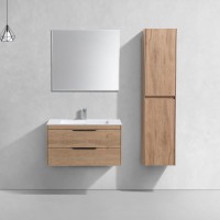 Тумба с раковиной Vincea Chiara 2D 80, 2 ящика, натуральный дуб, с белой раковиной