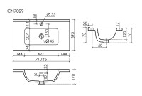Раковина накладная Ceramicanova Compact 710x395x170, белый, CN7029