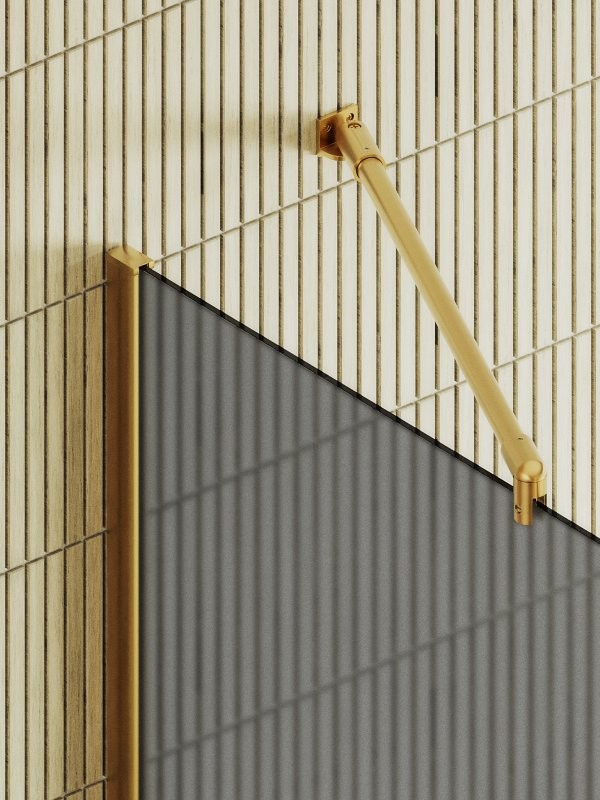 Душевая перегородка Maybahglass MGD-736-3ш 89 см, профиль золото, стекло графит матовое
