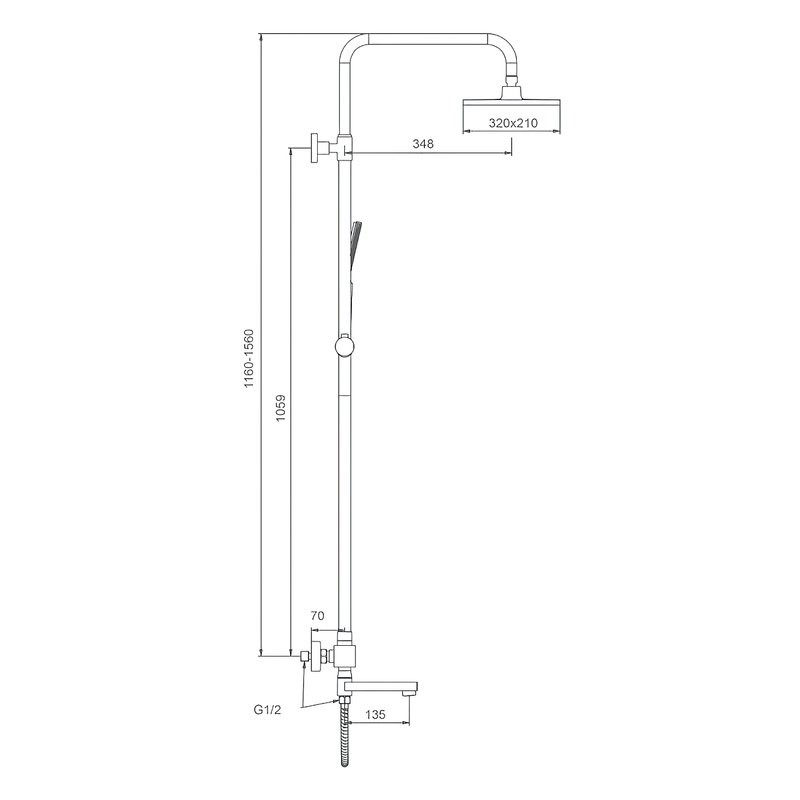 Душевая стойка Splenka S224 S224.26 с термостатом, хром