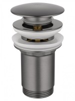 Донный клапан для раковины Wonzon & Woghand WW-88SS09-BGM с переливом, темный графит