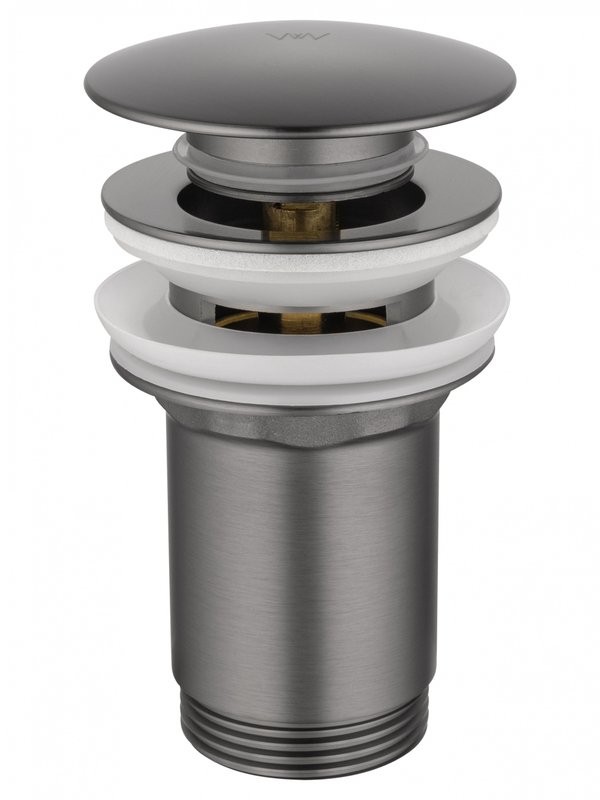 Донный клапан для раковины Wonzon & Woghand WW-88SS09-BGM с переливом, темный графит