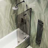 Шторка на ванну Maybahglass MGV-916-6 99 см, профиль черный, стекло бронза
