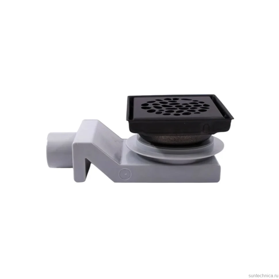 Душевой трап Plumberia Selection PS Stones PSS13NO 13x13, в пол, матовый черный, с сифоном