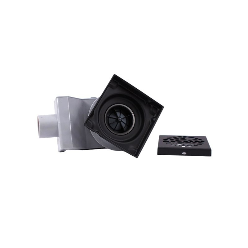 Душевой трап Plumberia Selection PS Stones PSS13NO 13x13, в пол, матовый черный, с сифоном