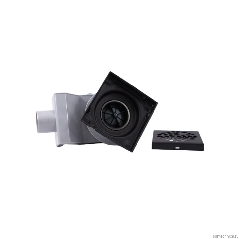 Душевой трап Plumberia Selection PS Stones PSS13NO 13x13, в пол, матовый черный, с сифоном