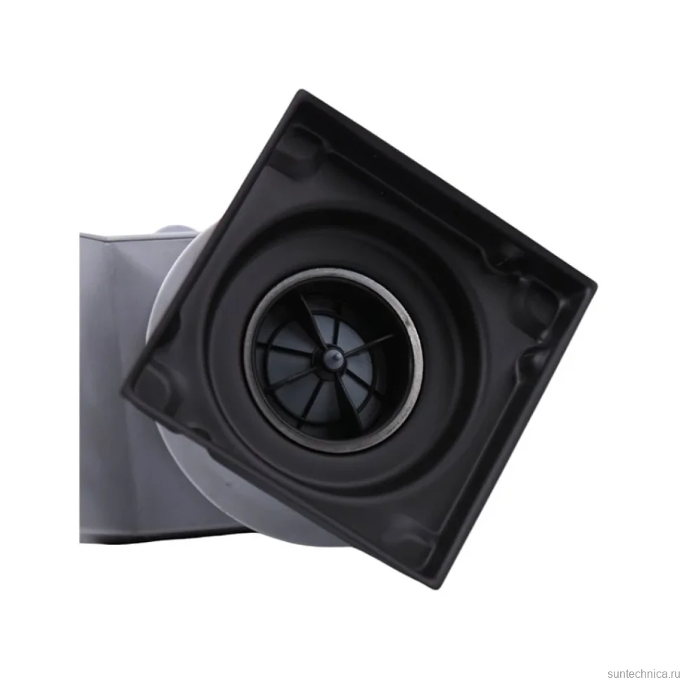 Душевой трап Plumberia Selection PS Stones PSS13NO 13x13, в пол, матовый черный, с сифоном