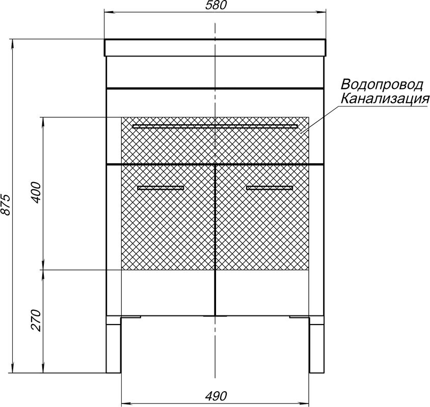 Тумба под раковину Aquanet Верона 58 белая, 1 ящик, 2 двери