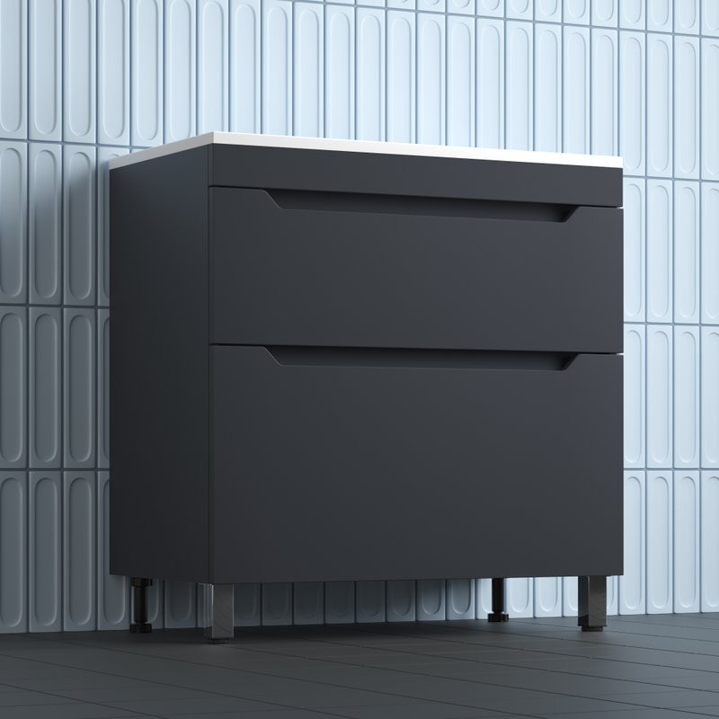 Тумба под раковину без столешницы Style Line Остин 80 напольная, графит эмаль plus