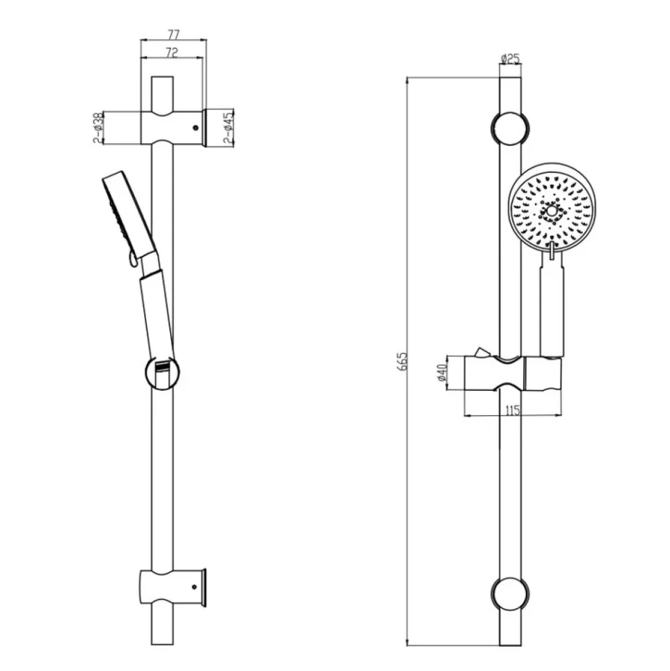 Душевой гарнитур Olive'S BD04GM оружейная сталь
