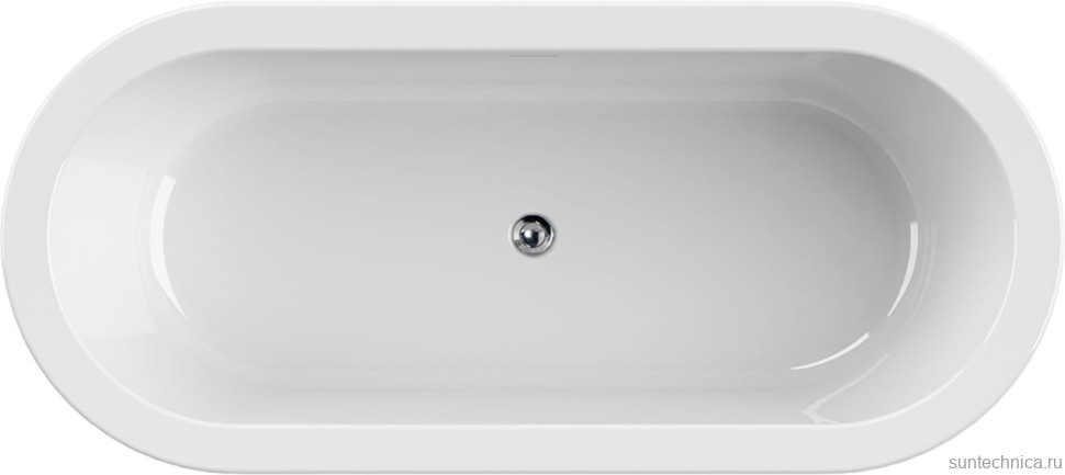 Акриловая ванна Cezares Slim SLIM CENTRAL-180-80-60-W37-SET 180x80 см, отдельностоящая, белая, овальная, с каркасом, со сливом-переливом