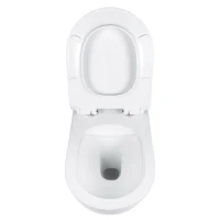 Комплект Унитаз подвесной BOND Oval F01-10Long удлиненный, безободковый, с микролифтом, белый + Инсталляция VitrA V-Fix Core 732-5800-01PV + Кнопка Root Square 740-2395 никель