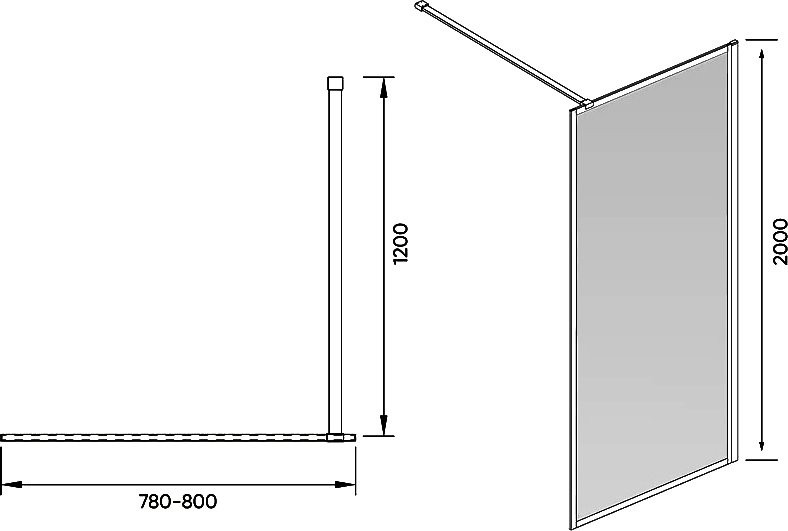 Душевая перегородка Veconi Korato KR81GR-80-01-C8 80 см, профиль брашированный графит