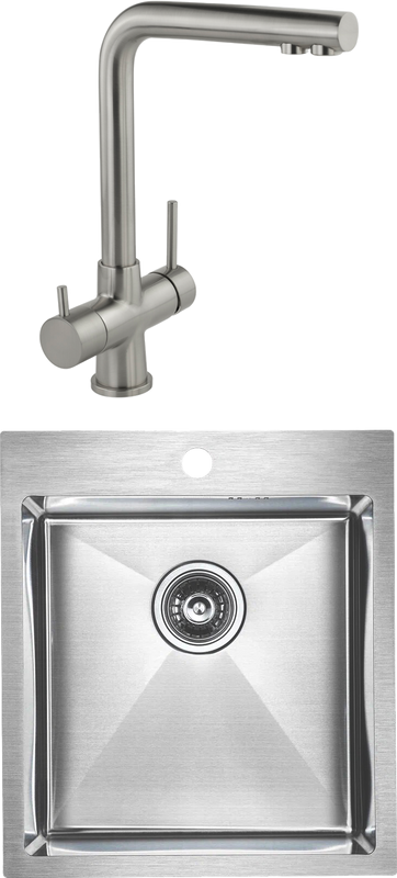 Комплект Мойка Paulmark Kroner PM214551-BS брашированная нержавеющая сталь + Смеситель Veragio Milano 30635 нержавеющая сталь