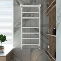 Полотенцесушитель электрический Grota Tela 530х1200 RAL9016 EL 120x55 см, подключение справа, слева, скрытое подключение справа, матовый белый, лесенка, из стали, с полкой