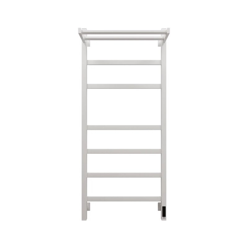 Полотенцесушитель электрический Grota Tela 530х1200 RAL9016 EL 120x55 см, подключение справа, слева, скрытое подключение справа, матовый белый, лесенка, из стали, с полкой