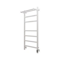 Полотенцесушитель электрический Grota Tela 530х1200 RAL9016 EL 120x55 см, подключение справа, слева, скрытое подключение справа, матовый белый, лесенка, из стали, с полкой
