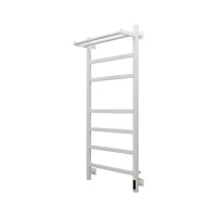 Полотенцесушитель электрический Grota Tela 530х1200 RAL9016 EL 120x55 см, подключение справа, слева, скрытое подключение справа, матовый белый, лесенка, из стали, с полкой
