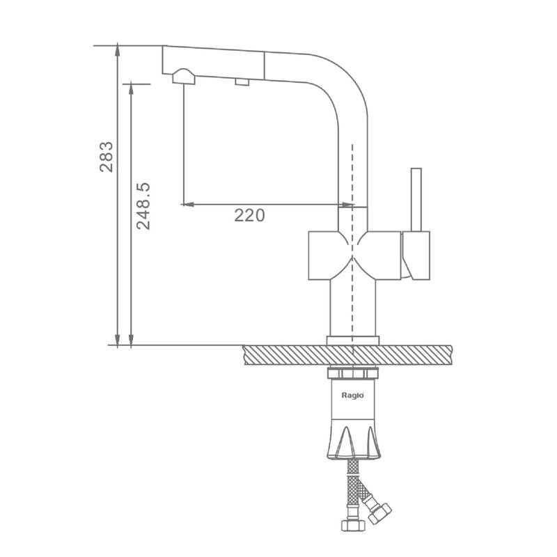 Смеситель для кухни с выдвижным изливом Raglo R86.49.05, сатин