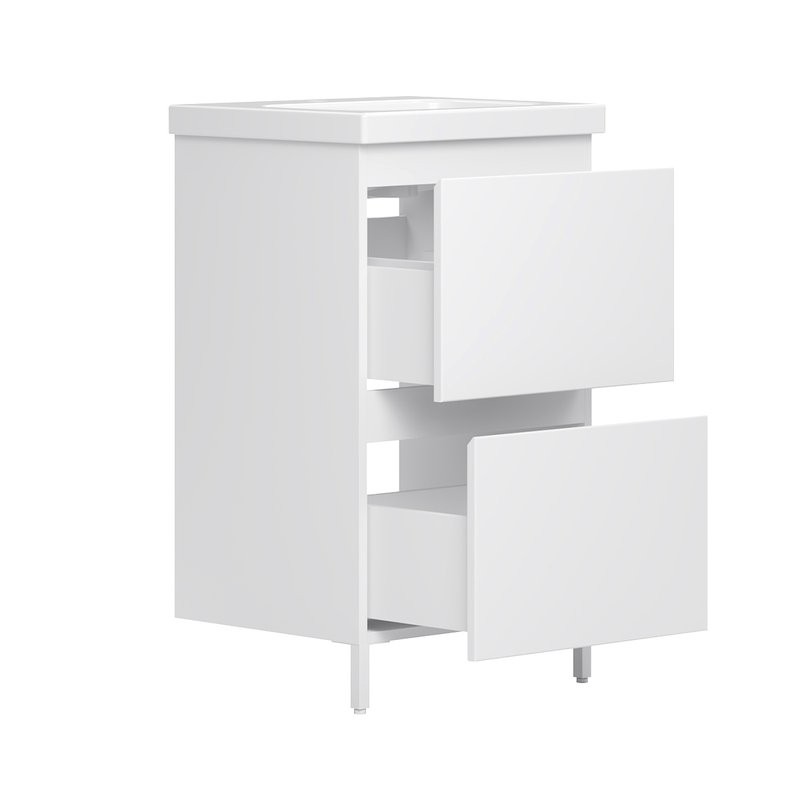 Тумба с раковиной Belux Эридан Н 50-02 напольная, 2 ящика, белая