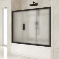 Шторка на ванну Kubele DE019 P3-MAT-BLMT 175х150 см, профиль матовый черный