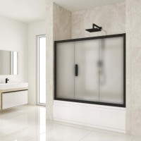 Шторка на ванну Kubele DE019 P3-MAT-BLMT 175х150 см, профиль матовый черный