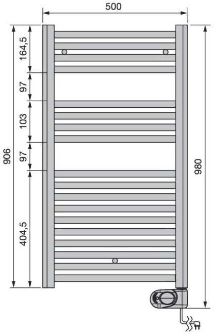 Полотенцесушитель электрический Zehnder Aura PBECZ-090-050/MQ CR 90x50 хром