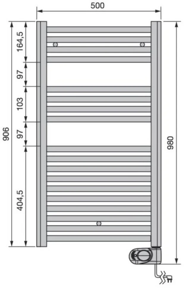 Полотенцесушитель электрический Zehnder Aura PBECZ-090-050/MQ CR 90x50 хром