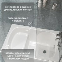 Акриловая ванна Aquanet Elba 00329640 110x70 см, пристенная, белая, с каркасом, для инвалидов, с сиденьем