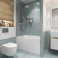 Акриловая ванна Aquanet Elba 00329640 110x70 см, пристенная, белая, с каркасом, для инвалидов, с сиденьем