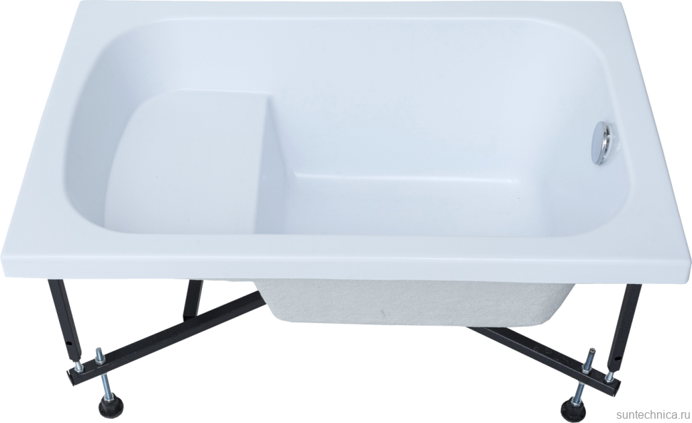 Акриловая ванна Aquanet Elba 00329640 110x70 см, пристенная, белая, с каркасом, для инвалидов, с сиденьем