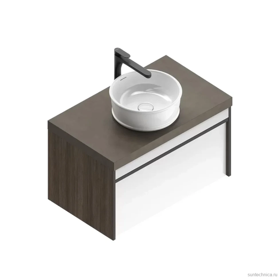 Тумба под раковину без столешницы KERAMA MARAZZI Modula 80 подвесная, арабика, глянцевая белая
