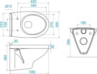 Комплект Унитаз подвесной Santek Бореаль 1WH301977 сиденье дюропласт + Инсталляция DIWO + Кнопка 7320 белая