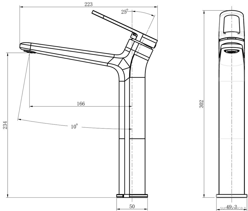 Смеситель для раковины Black&White Gravity 7209GM gun metal